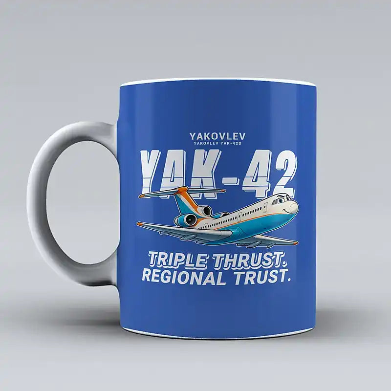 Yakovlev Yak-42D - Cartoon - Mug - Blue