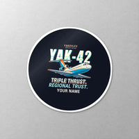 Thumbnail for Yakovlev Yak-42D - Cartoon + Name - Circle Sticker - Close-up