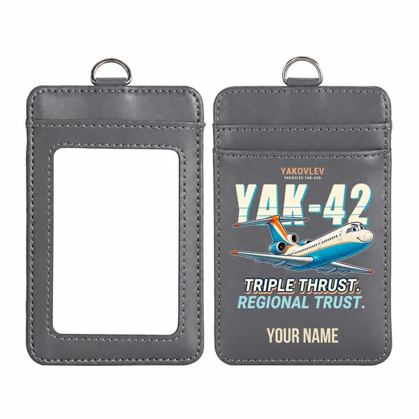 Yakovlev Yak-42D - Cartoon - ID Card Holder - Gray + Name