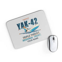 Thumbnail for Yakovlev Yak-42D - Cartoon + Name - Mouse Pad - Light Gray
