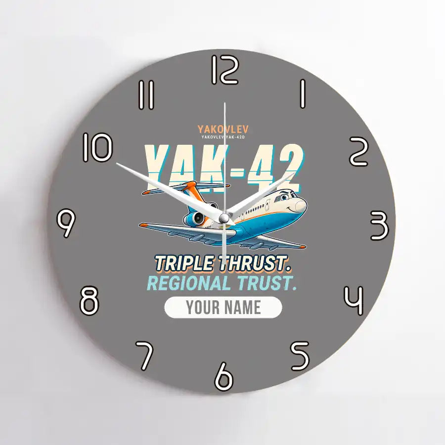 Yakovlev Yak-42D - Cartoon + Name - No Frame - Gray