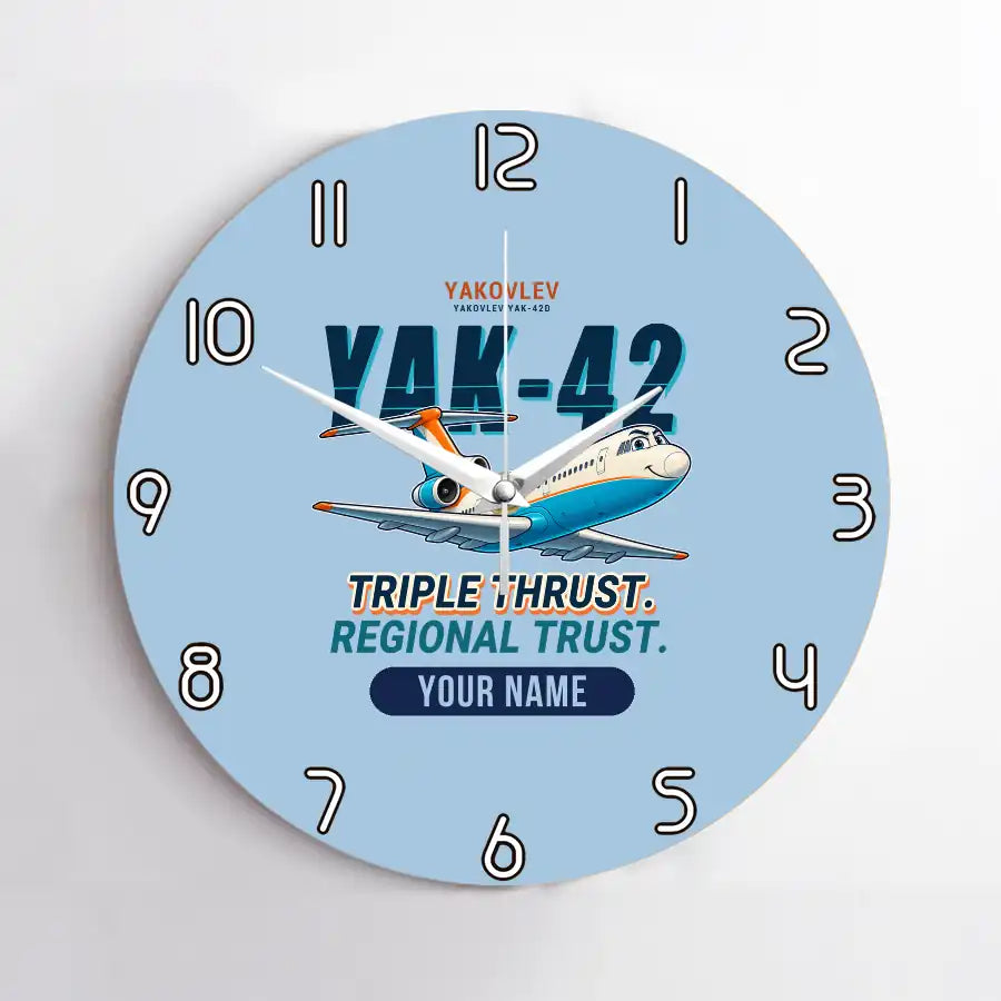 Yakovlev Yak-42D - Cartoon + Name - No Frame - Light Blue