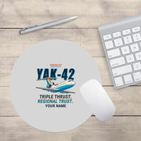 Thumbnail for Yakovlev Yak-42D - Cartoon + Name - Round Mouse Pad - Light Gray