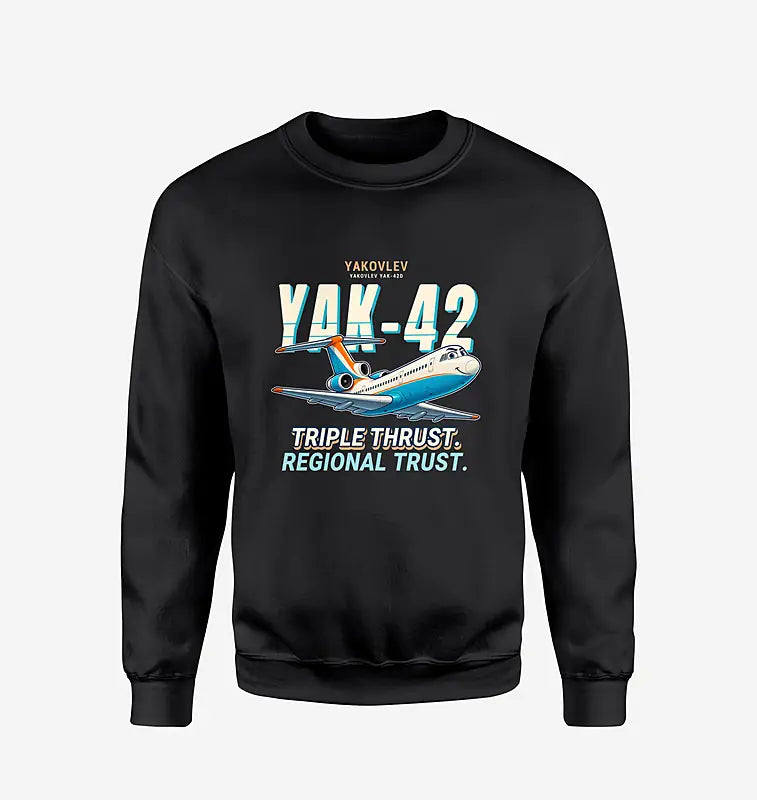 Yakovlev Yak-42D - Cartoon - Sweatshirt - Black