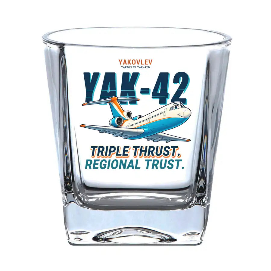 Yakovlev Yak-42D - Cartoon - Whiskey Glass