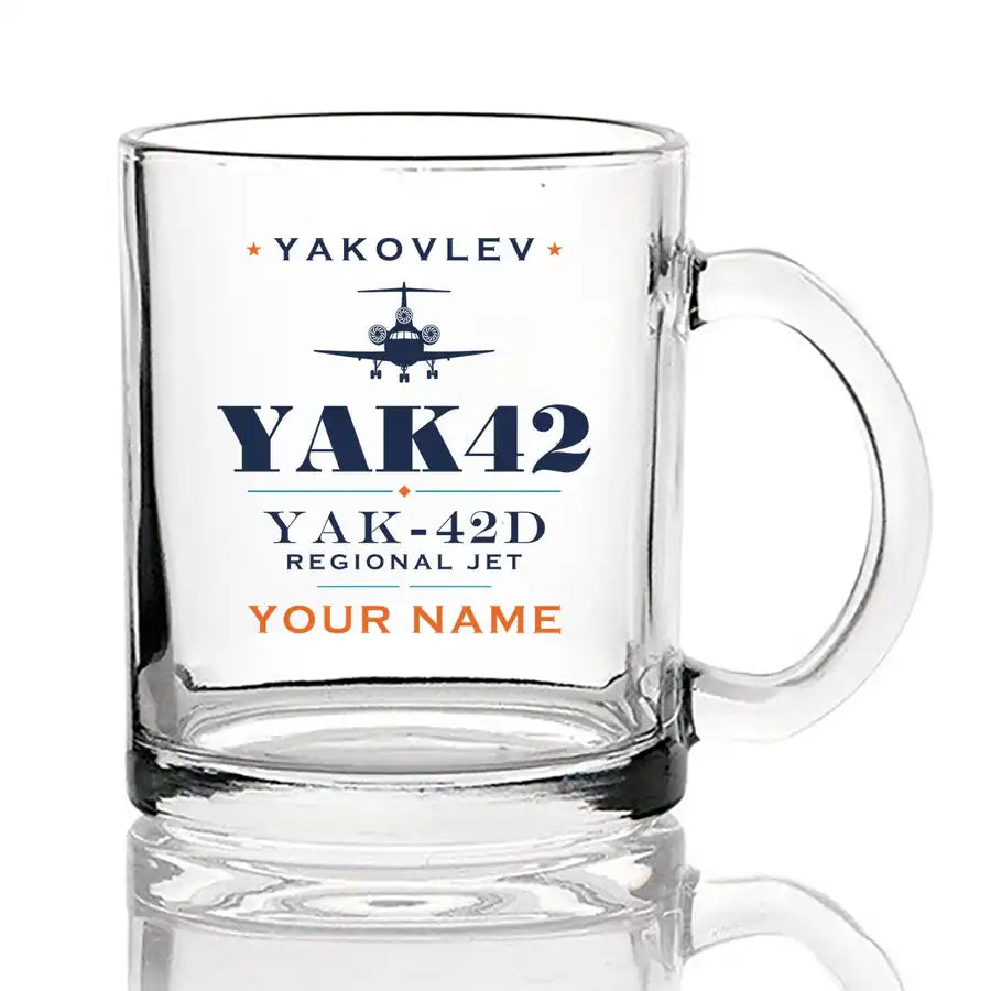 Yakovlev Yak-42D - Heritage + Name - Coffee & Tea Glass