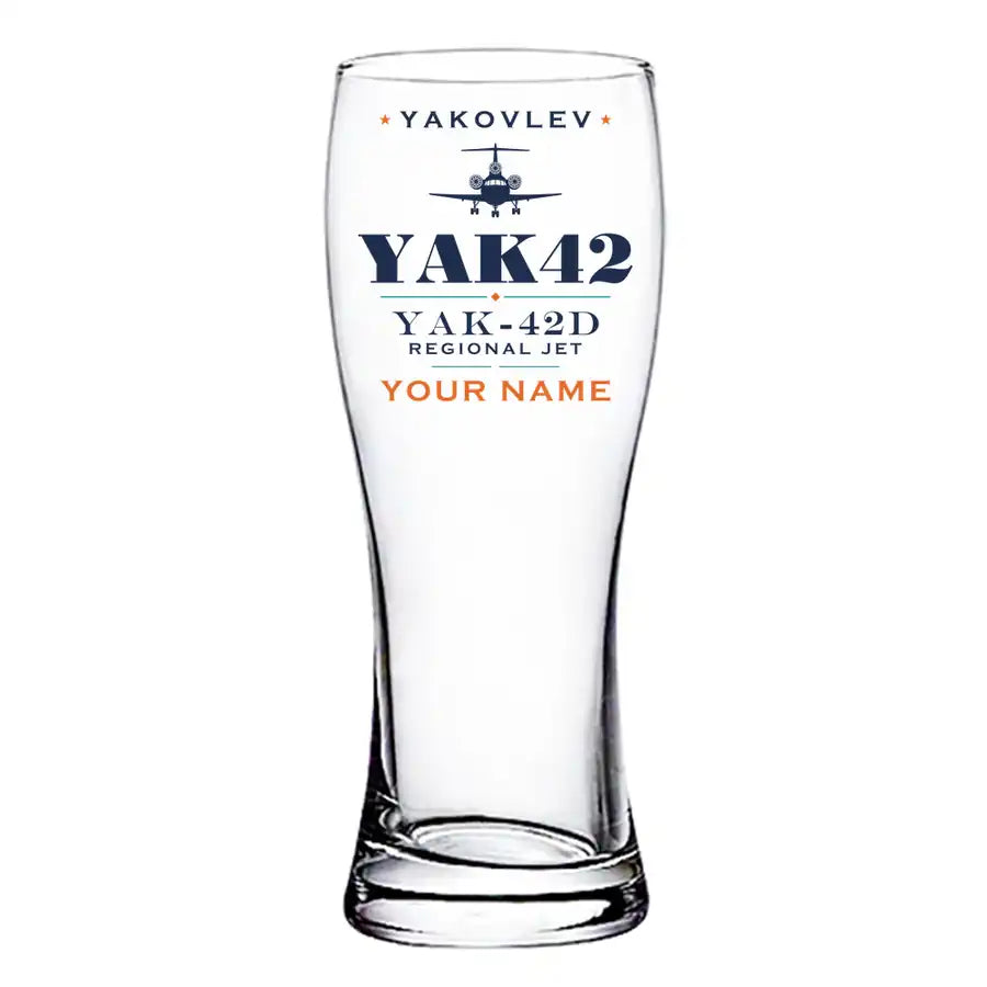 Yakovlev Yak-42D - Heritage + Name - Pilsner Beer Glass