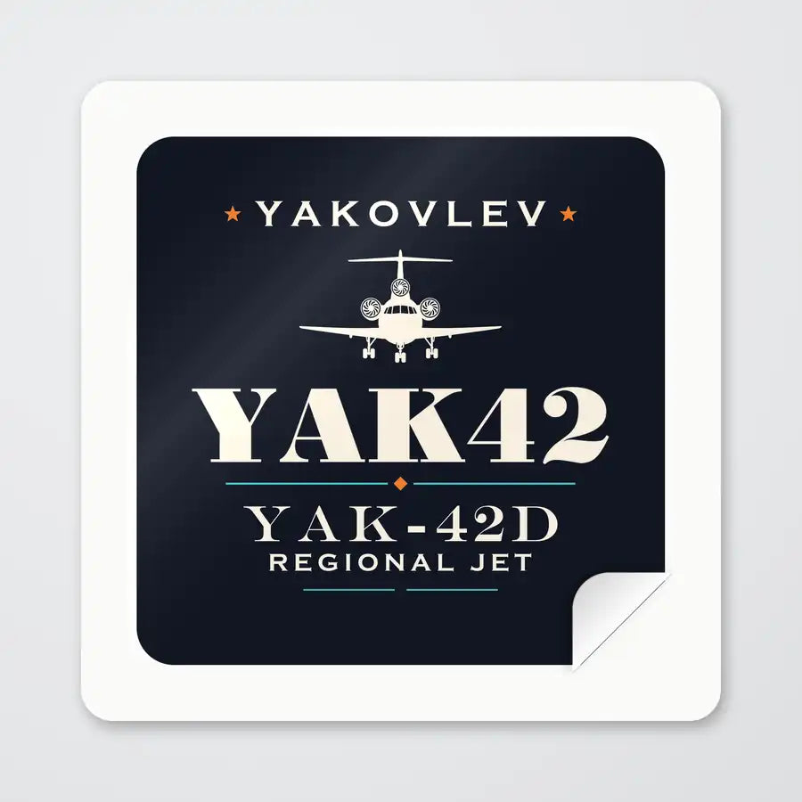 Yakovlev Yak-42D - Heritage - Square Sticker - Peel