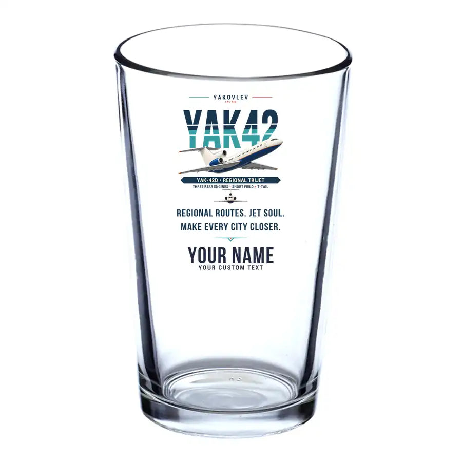 Yakovlev Yak-42D - Original + Name - Beer & Water Glass