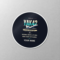 Thumbnail for Yakovlev Yak-42D - Original + Name - Circle Sticker - Close-up