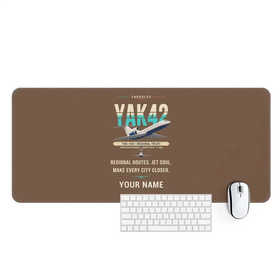 Yakovlev Yak-42D - Original + Name - Desk Mat - Brown