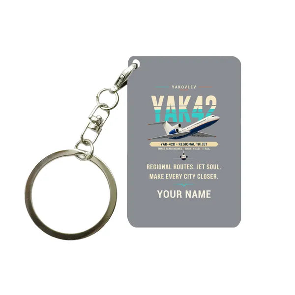 Yakovlev Yak-42D - Original + Name - Key Chain - Gray
