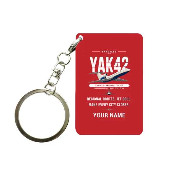 Yakovlev Yak-42D - Original + Name - Key Chain - Red