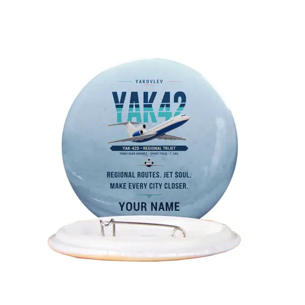 Yakovlev Yak-42D - Original + Name - Pin - Light Blue