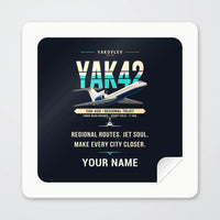 Thumbnail for Yakovlev Yak-42D - Original + Name - Square Sticker - Peel