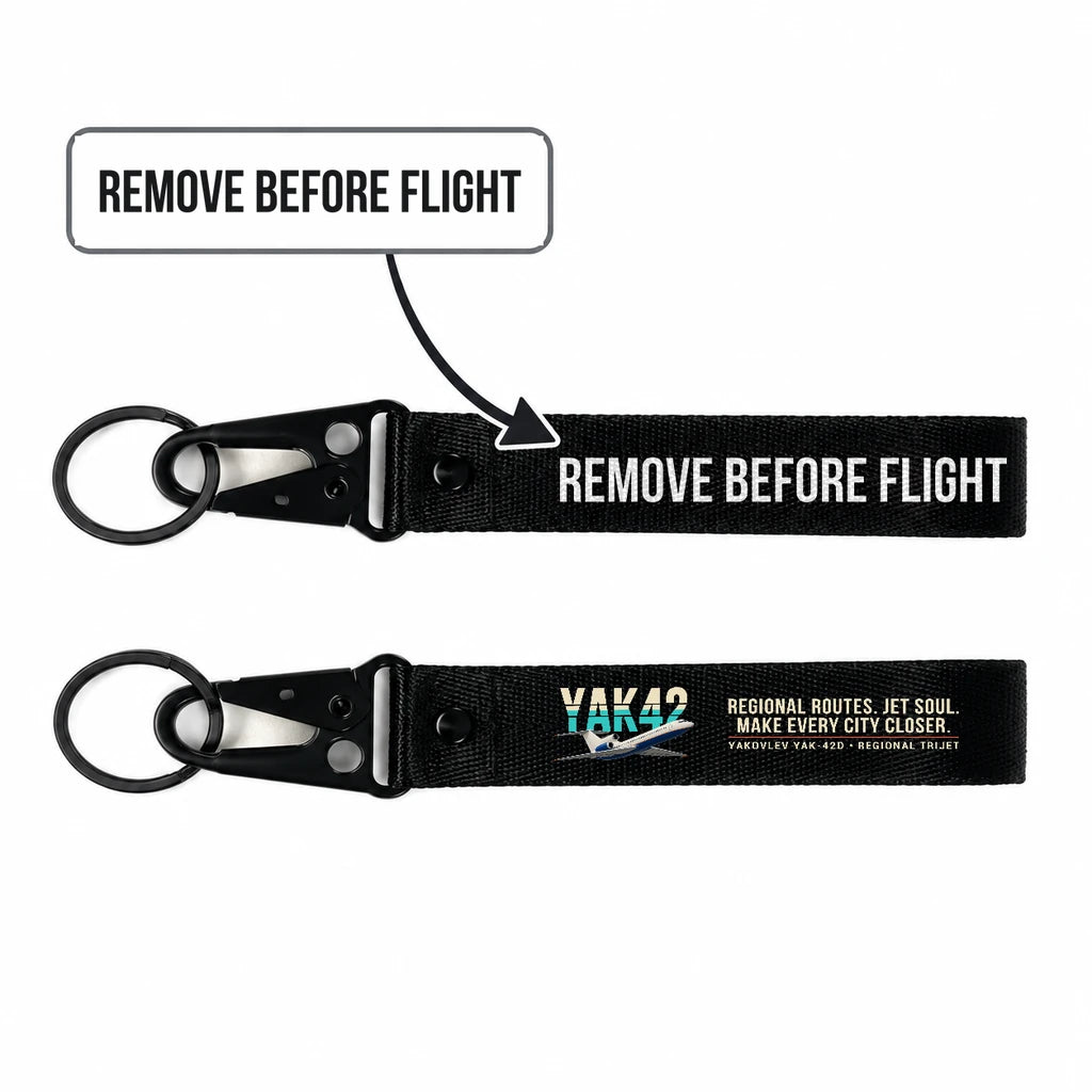 Yakovlev Yak-42D Hawk-Shaped Key Chains - Black - Original - Remove Before Flight