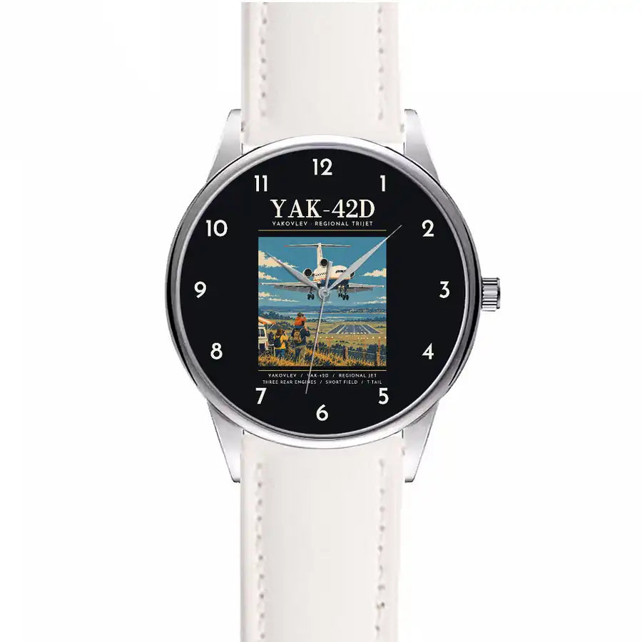 Yakovlev Yak-42D - Poster - Leather Strap - White Leather Strap