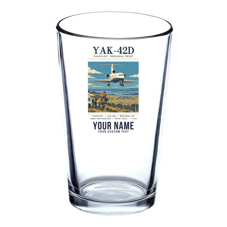 Yakovlev Yak-42D - Poster + Name - Beer & Water Glass