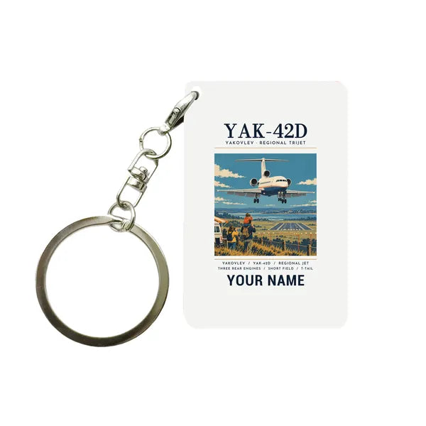 Yakovlev Yak-42D - Poster + Name - Key Chain - White