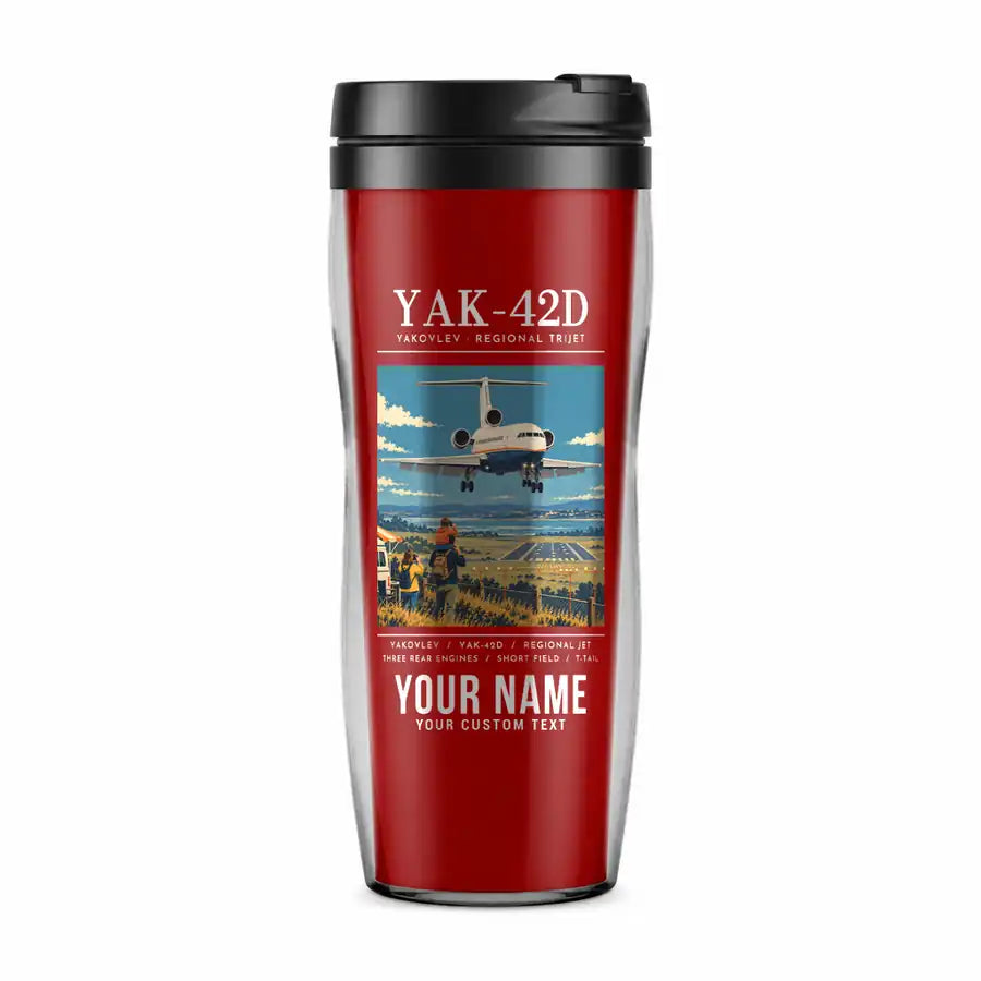Yakovlev Yak-42D - Poster + Name - Plastic (No Holder) - Red