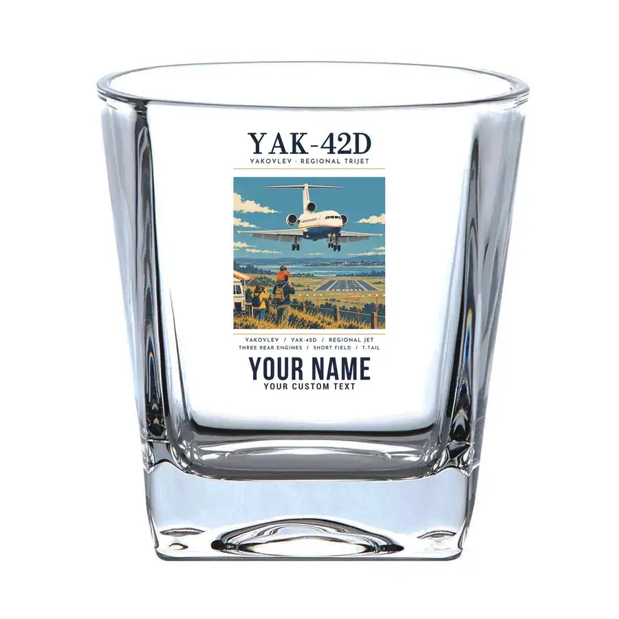 Yakovlev Yak-42D - Poster + Name - Whiskey Glass
