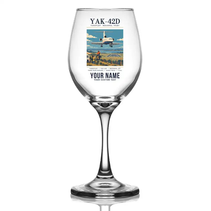Yakovlev Yak-42D - Poster + Name - Wine Glass