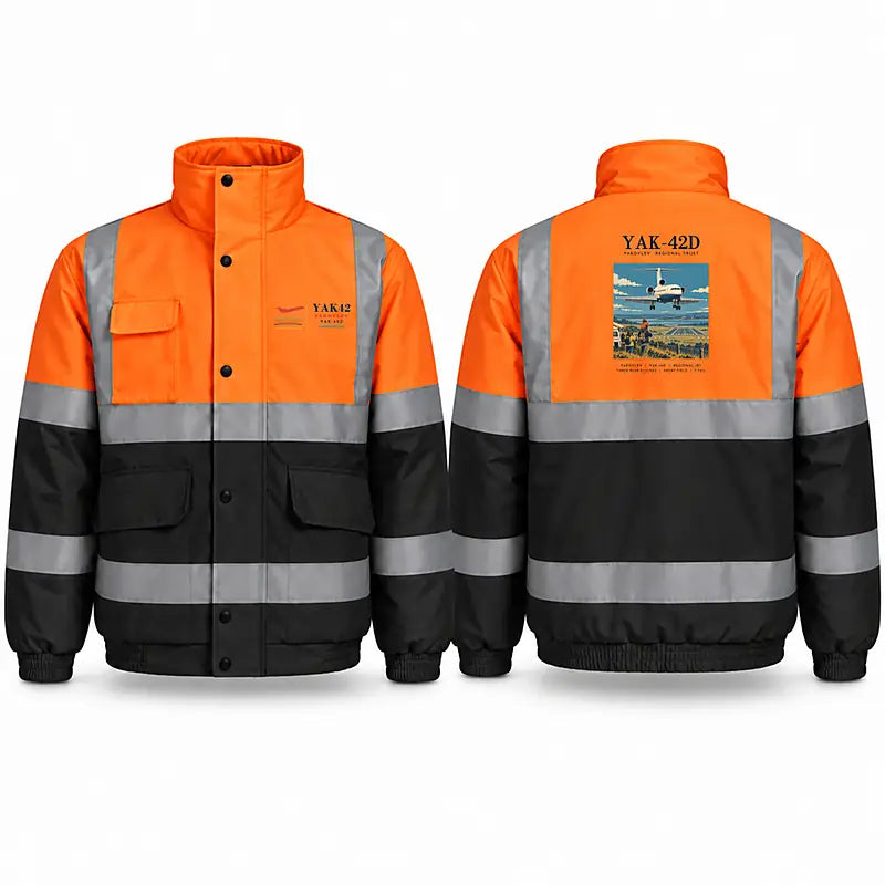 Yakovlev Yak-42D Reflective Winter Jackets - Poster - Orange & Navy