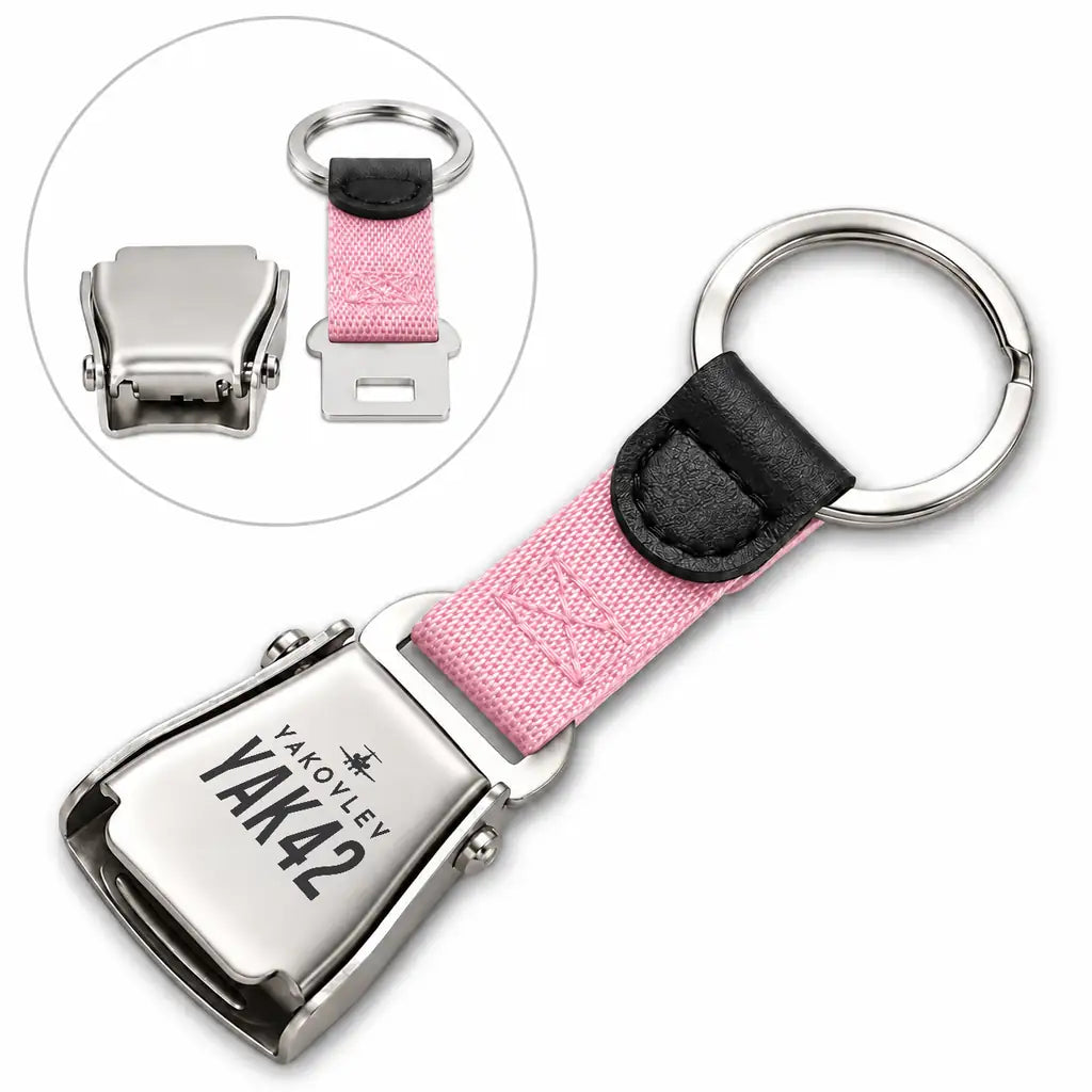 Yakovlev Yak-42D - Seat Belt Key Chain - Heritage - Pink