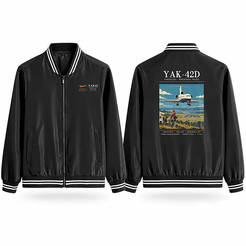 Yakovlev Yak-42D Stylish Jackets - Baseball Collar - Poster - Black