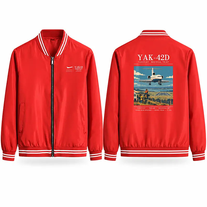 Yakovlev Yak-42D Stylish Jackets - Baseball Collar - Poster - Red