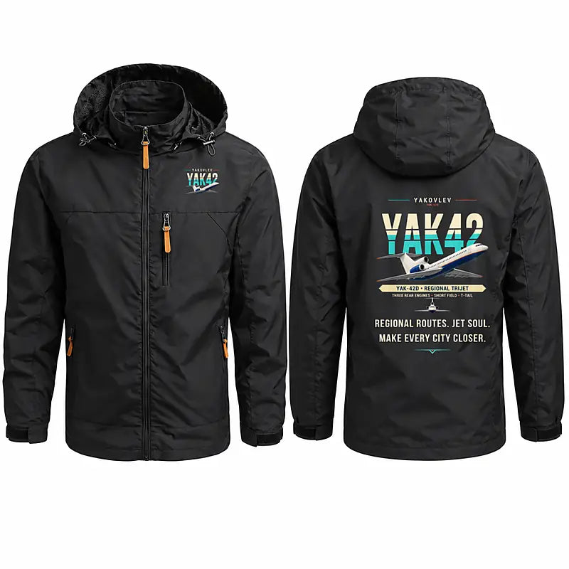 Yakovlev Yak-42D Stylish Jackets - Hooded Windbreaker - Original - Black