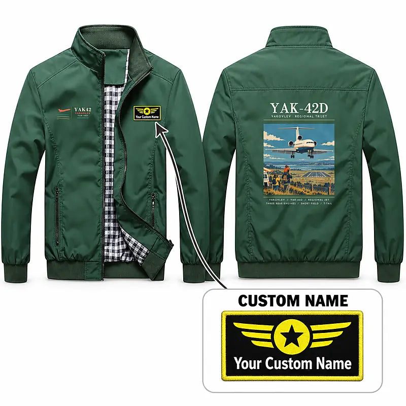 Yakovlev Yak-42D Stylish Jackets - Stand Collar - Poster + Name - Green