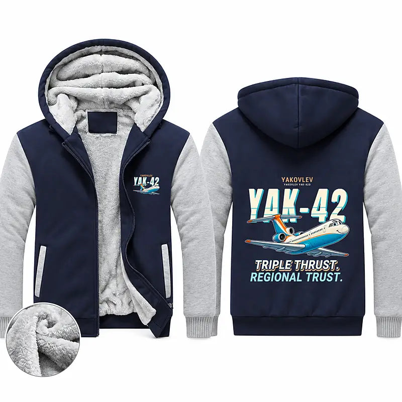 Yakovlev Yak-42D Zipped Sweatshirts - Cartoon - Navy & Gray