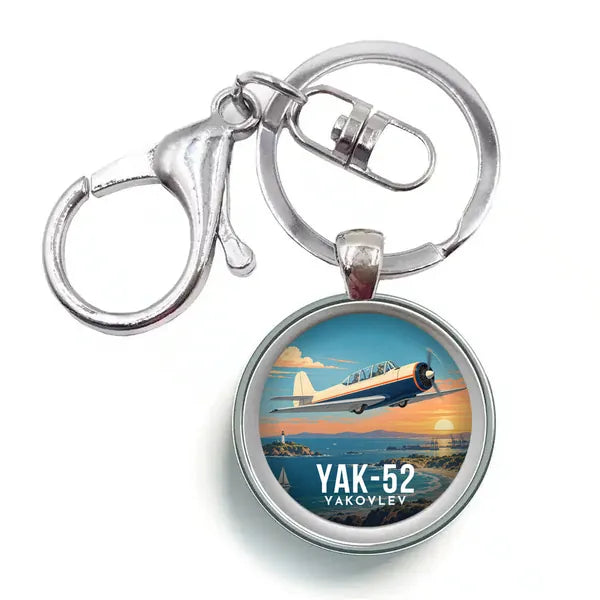 Yakovlev Yak-52 - 3D - Circle Key Chain - Full Print