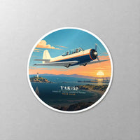Thumbnail for Yakovlev Yak-52 - 3D + Name - Circle Sticker - Close-up