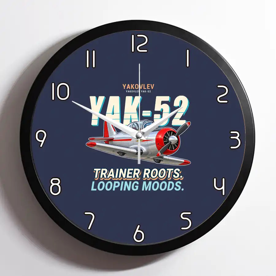 Yakovlev Yak-52 - Cartoon - Framed - Navy Blue