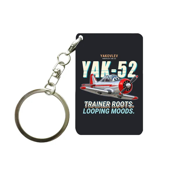 Yakovlev Yak-52 - Cartoon - Key Chain - Black