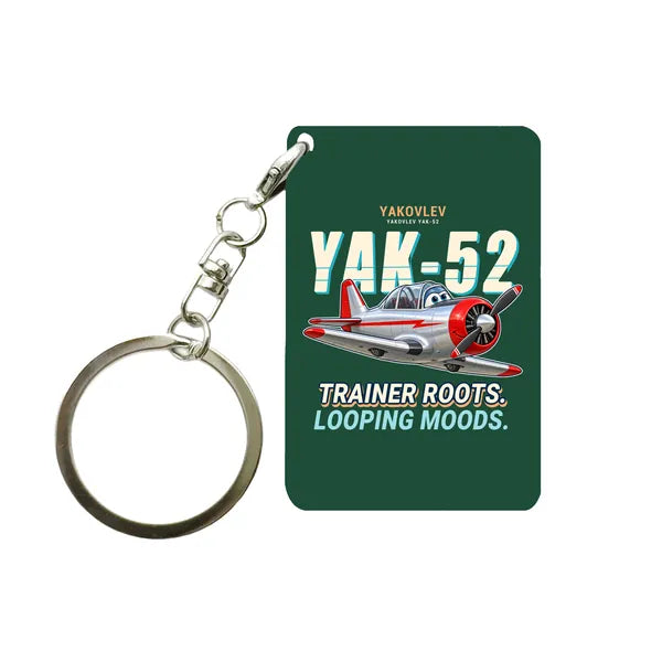 Yakovlev Yak-52 - Cartoon - Key Chain - Dark Green