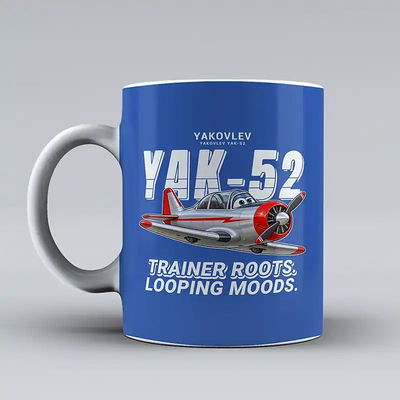 Yakovlev Yak-52 - Cartoon - Mug - Blue