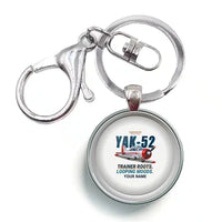 Thumbnail for Yakovlev Yak-52 - Cartoon + Name - Circle Key Chain - White