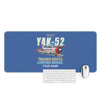 Thumbnail for Yakovlev Yak-52 - Cartoon + Name - Desk Mat - Blue