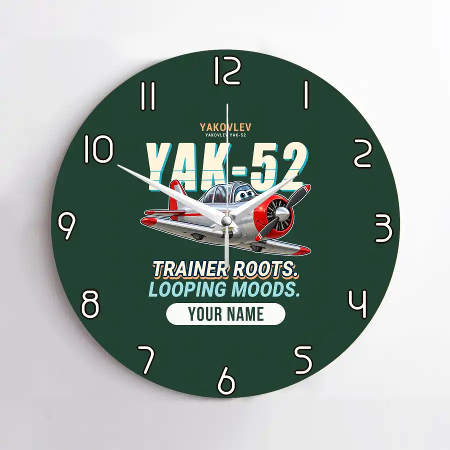 Yakovlev Yak-52 - Cartoon + Name - No Frame - Dark Green