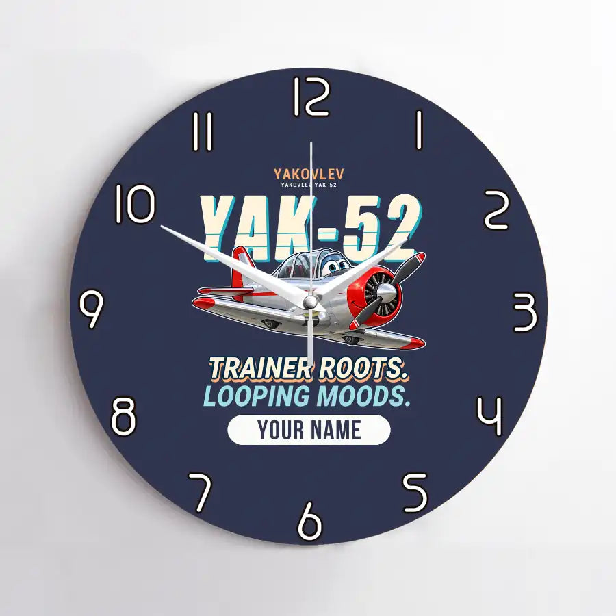 Yakovlev Yak-52 - Cartoon + Name - No Frame - Navy Blue