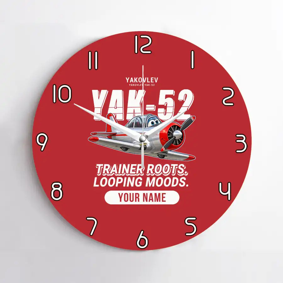 Yakovlev Yak-52 - Cartoon + Name - No Frame - Red