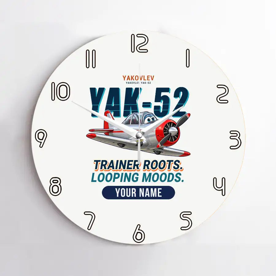 Yakovlev Yak-52 - Cartoon + Name - No Frame - White