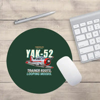 Thumbnail for Yakovlev Yak-52 - Cartoon - Round Mouse Pad - Dark Green