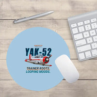 Thumbnail for Yakovlev Yak-52 - Cartoon - Round Mouse Pad - Light Blue