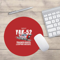 Thumbnail for Yakovlev Yak-52 - Cartoon - Round Mouse Pad - Red