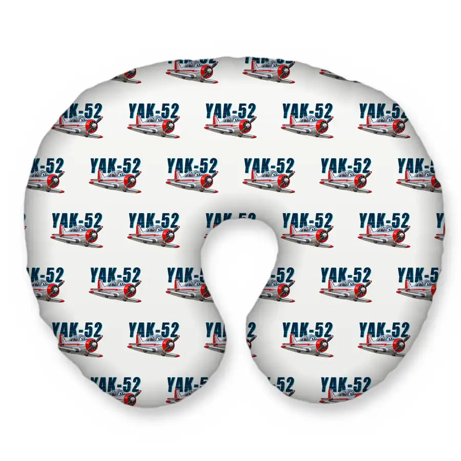 Yakovlev Yak-52 - Cartoon Seamless - Travel Pillow - White