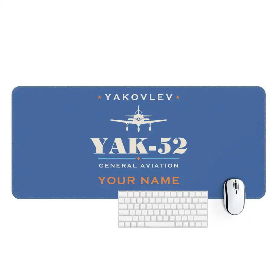 Yakovlev Yak-52 - Heritage + Name - Desk Mat - Blue